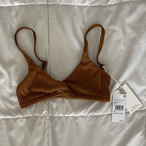 Good American Twist Front Brown/Tan Bikini Top